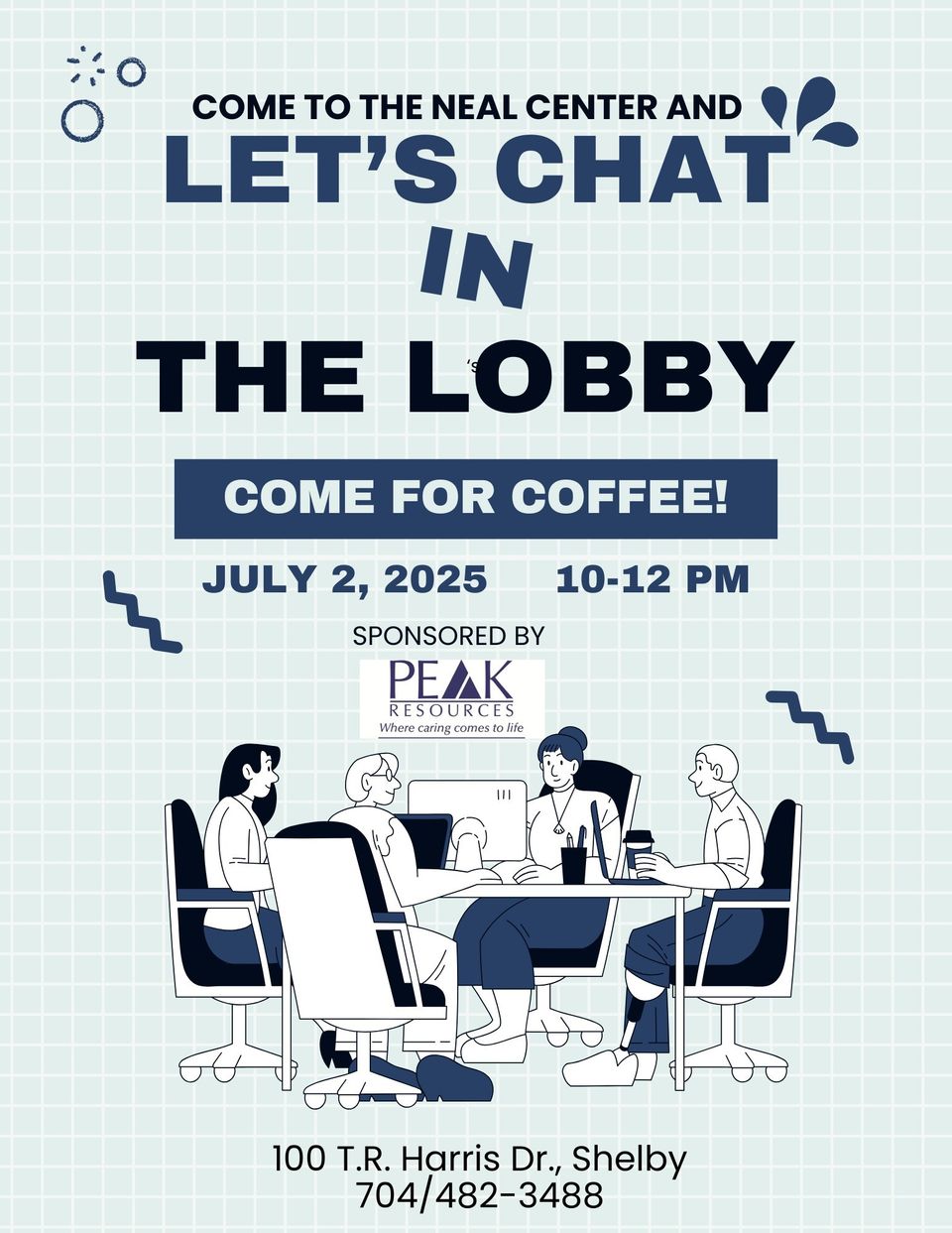 Poster let's chat in the lobby july 2  2025
