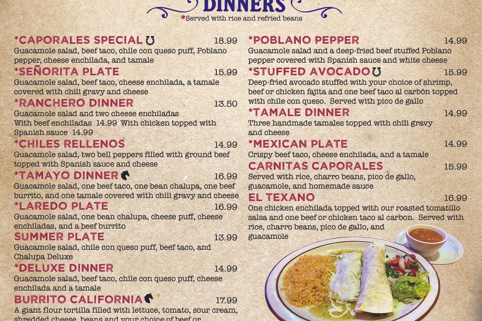 Web menu0924 page4 loscaporales mexican restaurant