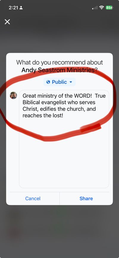 Step 3 screenshot showing the third step for leaving a Facebook review on a mobile device