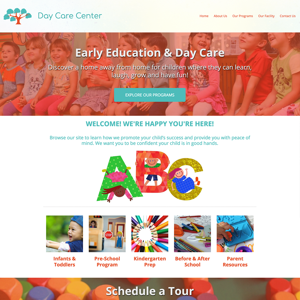 Day care website design theme