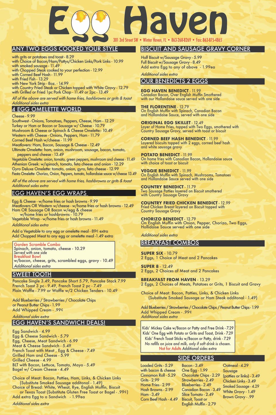 Egg haven dec yellow menu 2025