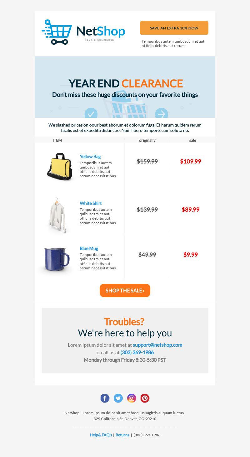 Email layouts template 8 example