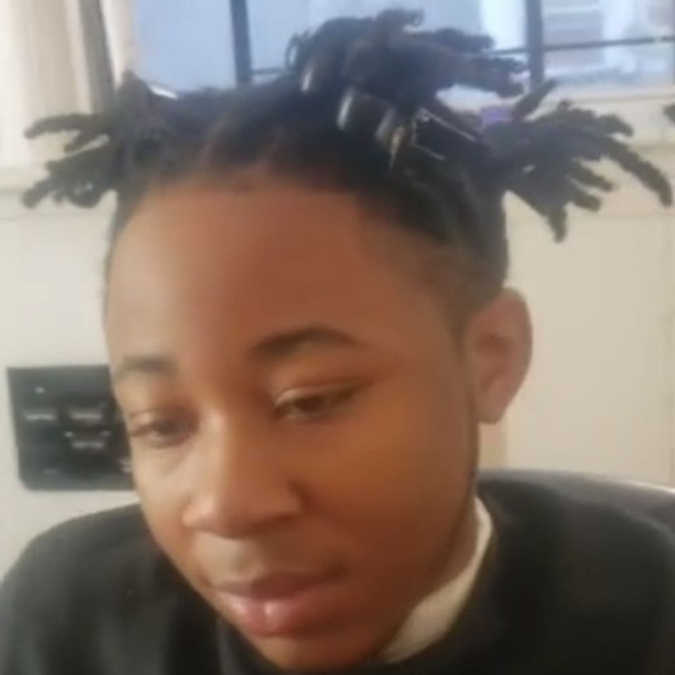 Jeff barber services   black kid customer's haircut with braids picture