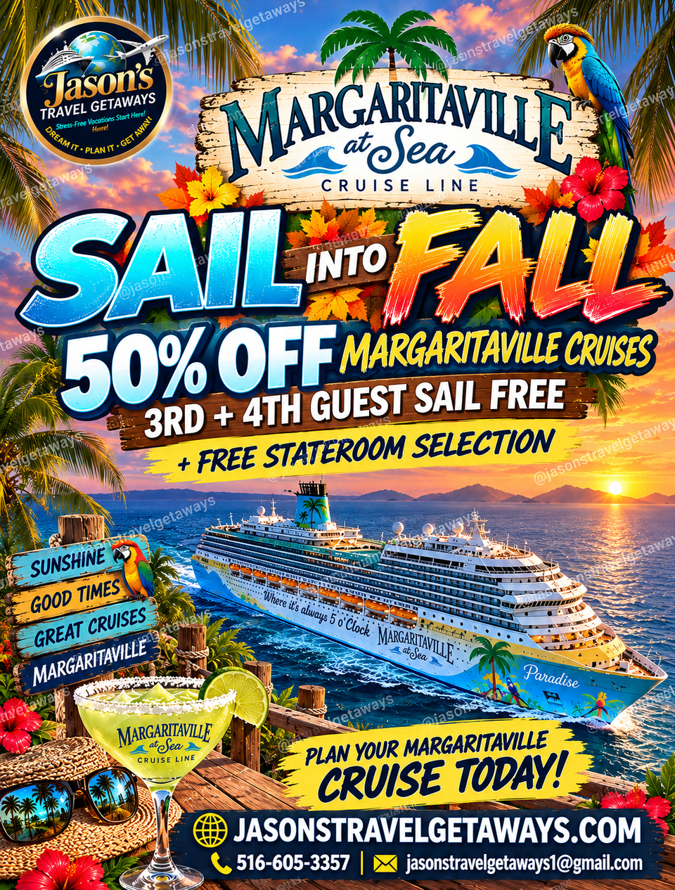 Tropical margaritaville cruise sale poster