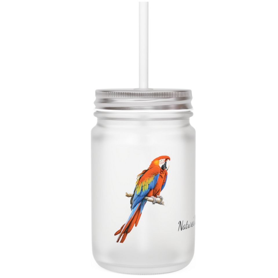 Mason jar w macaw