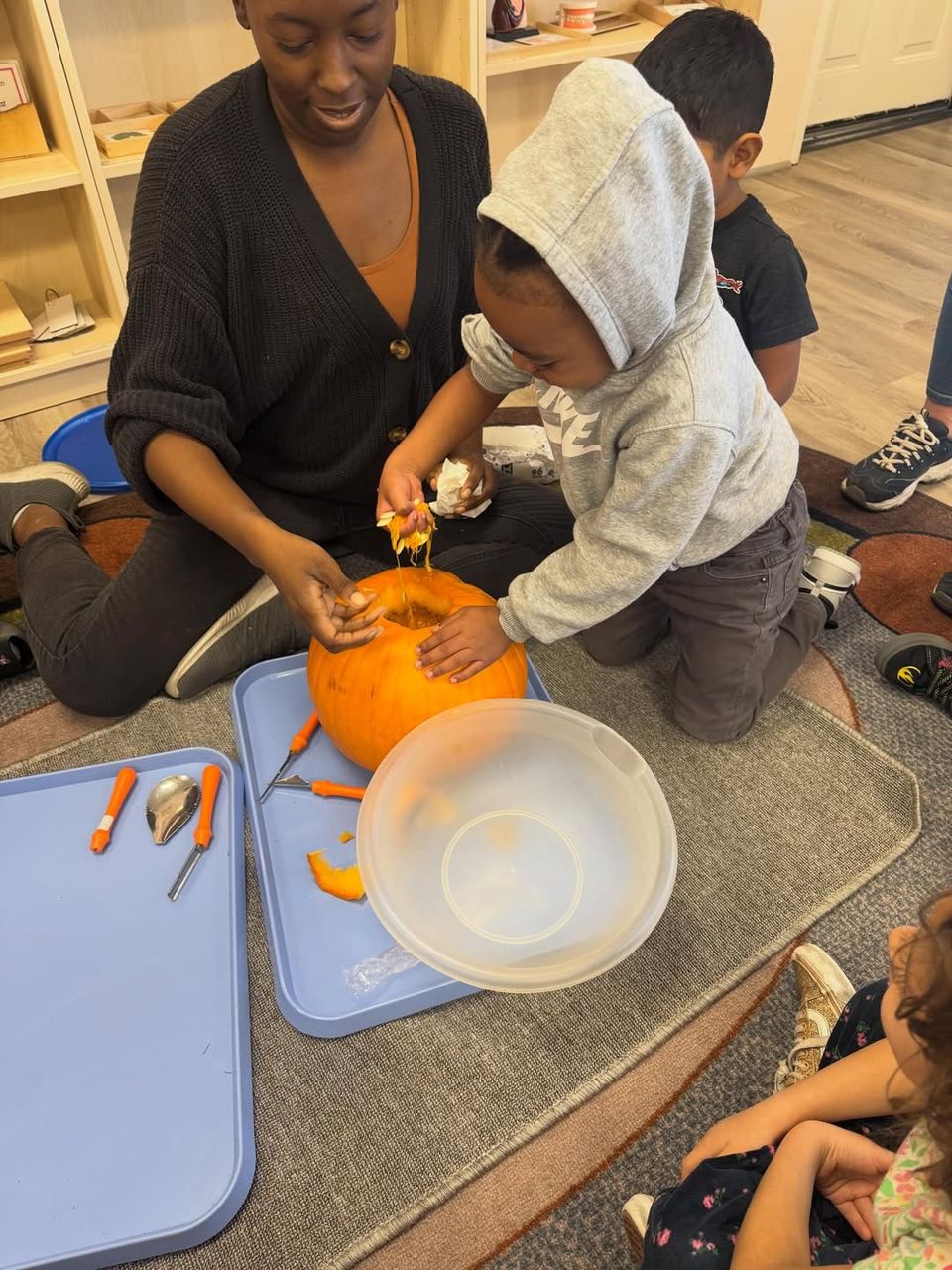 Fun pumpkin carving at Magic Key Preschool