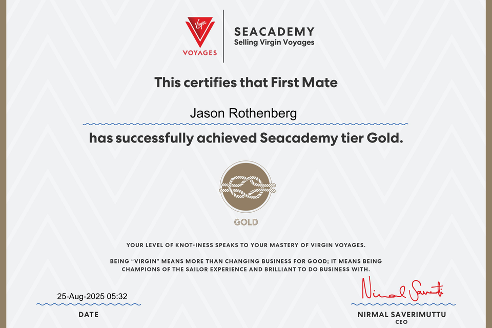 Certificate gold tier setting sail the virgin way finale