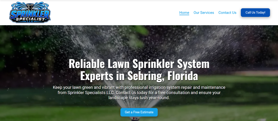 Sprinkler Specialists LLC website concept by Pixeloft Creative