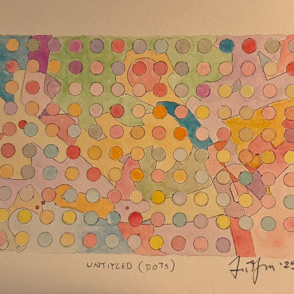 “untitled” (dots) 9x12 watercolor 2025 tim flynn