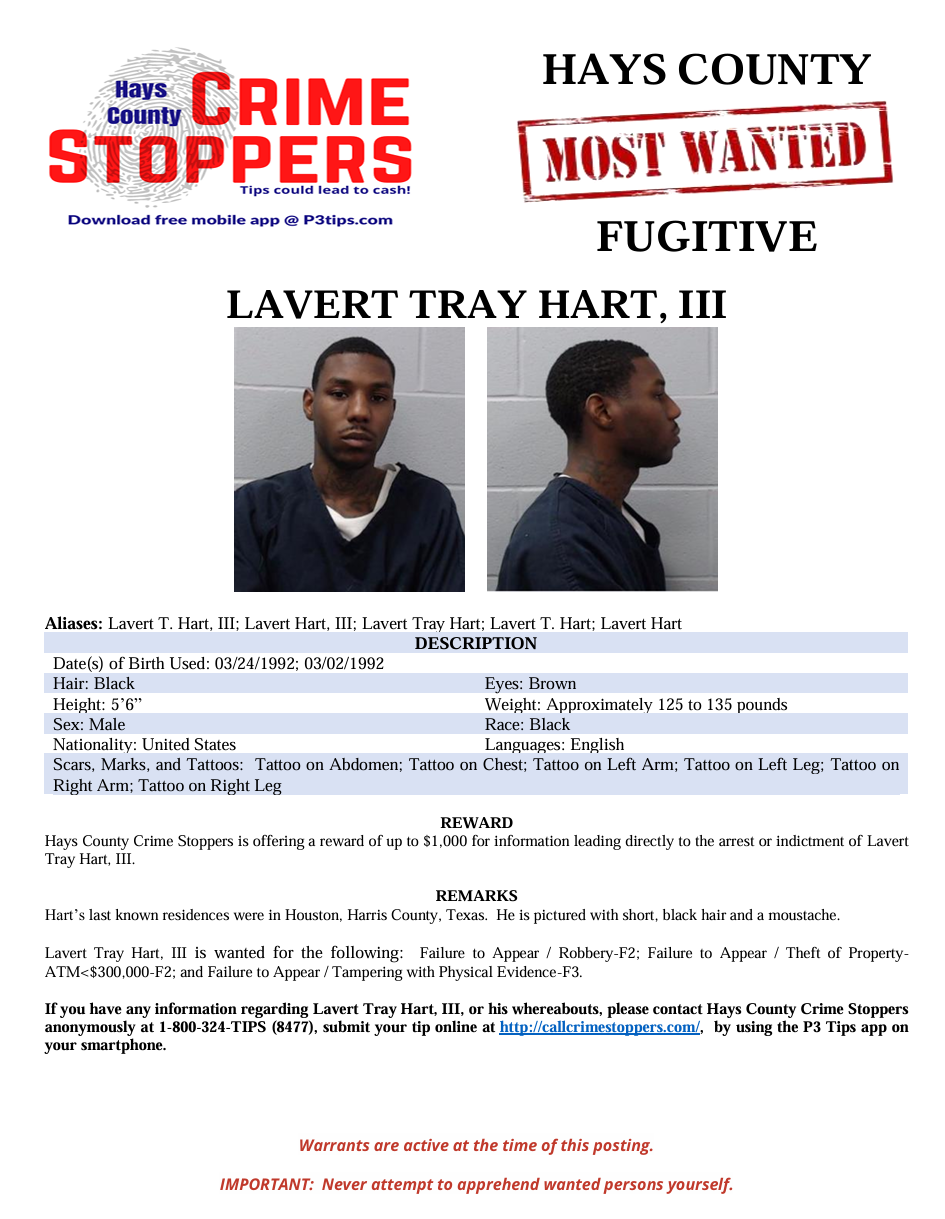 Hart most wanted poster