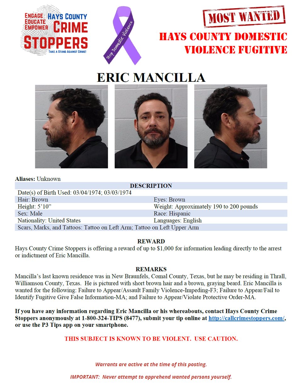 Mancilla most wanted poster