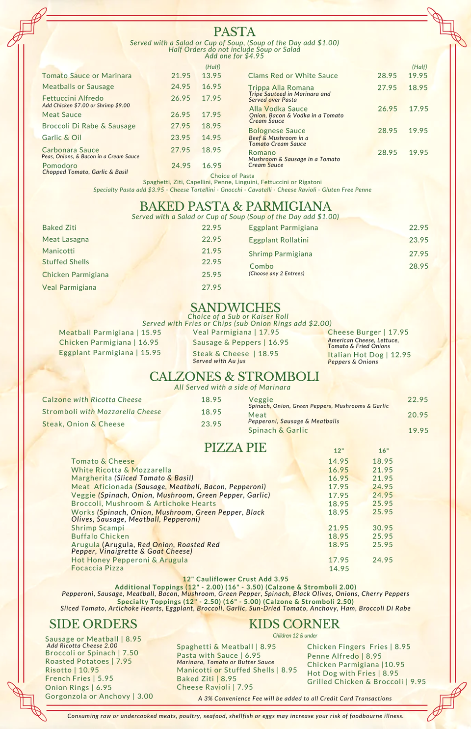 Dinner menu page 2