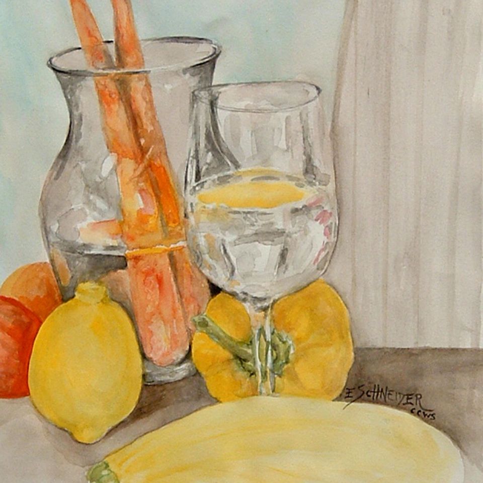 Veggies and glass