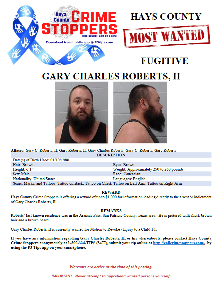 Roberts most wanted poster