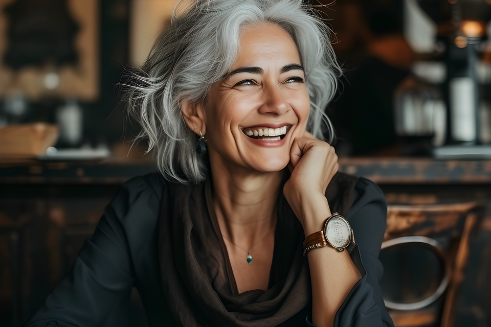 Smiling coffee lady