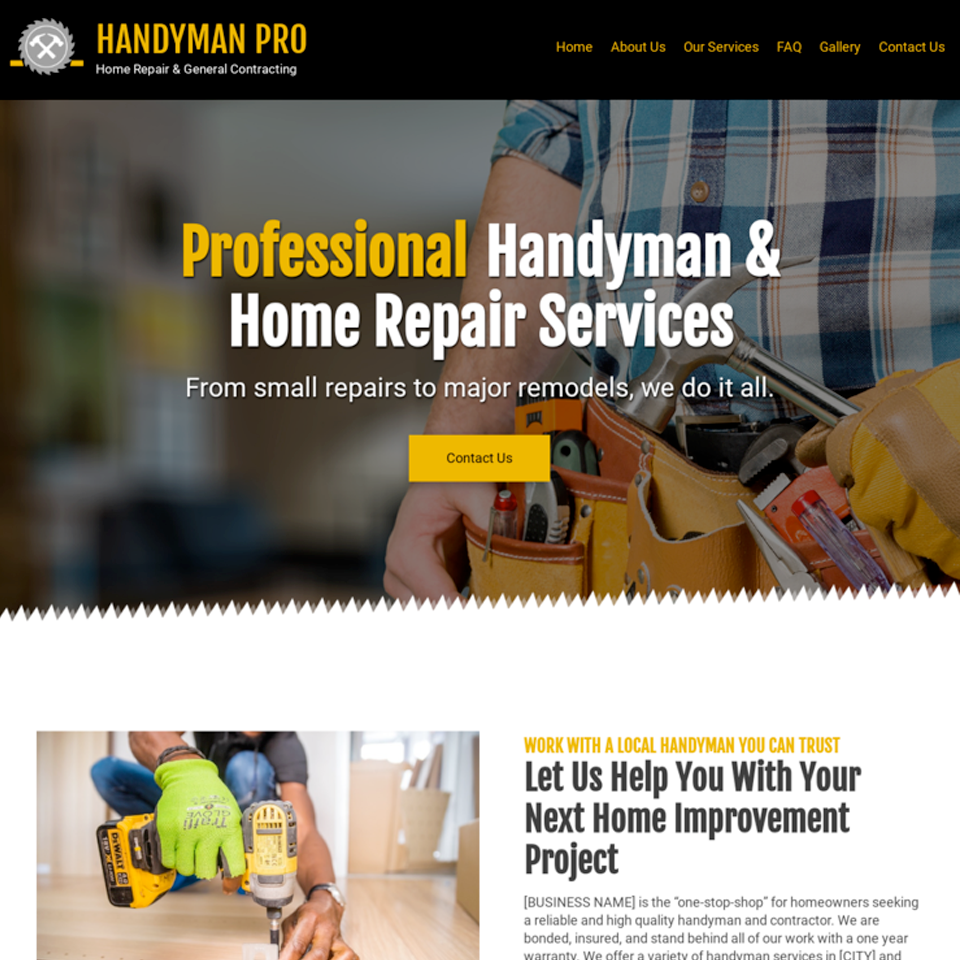 Best handyman website design template