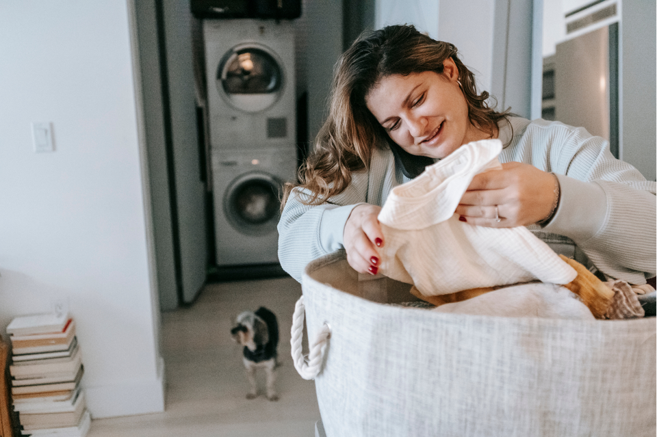 Modern washer and dryer rental set available from Essential Rentals in NC