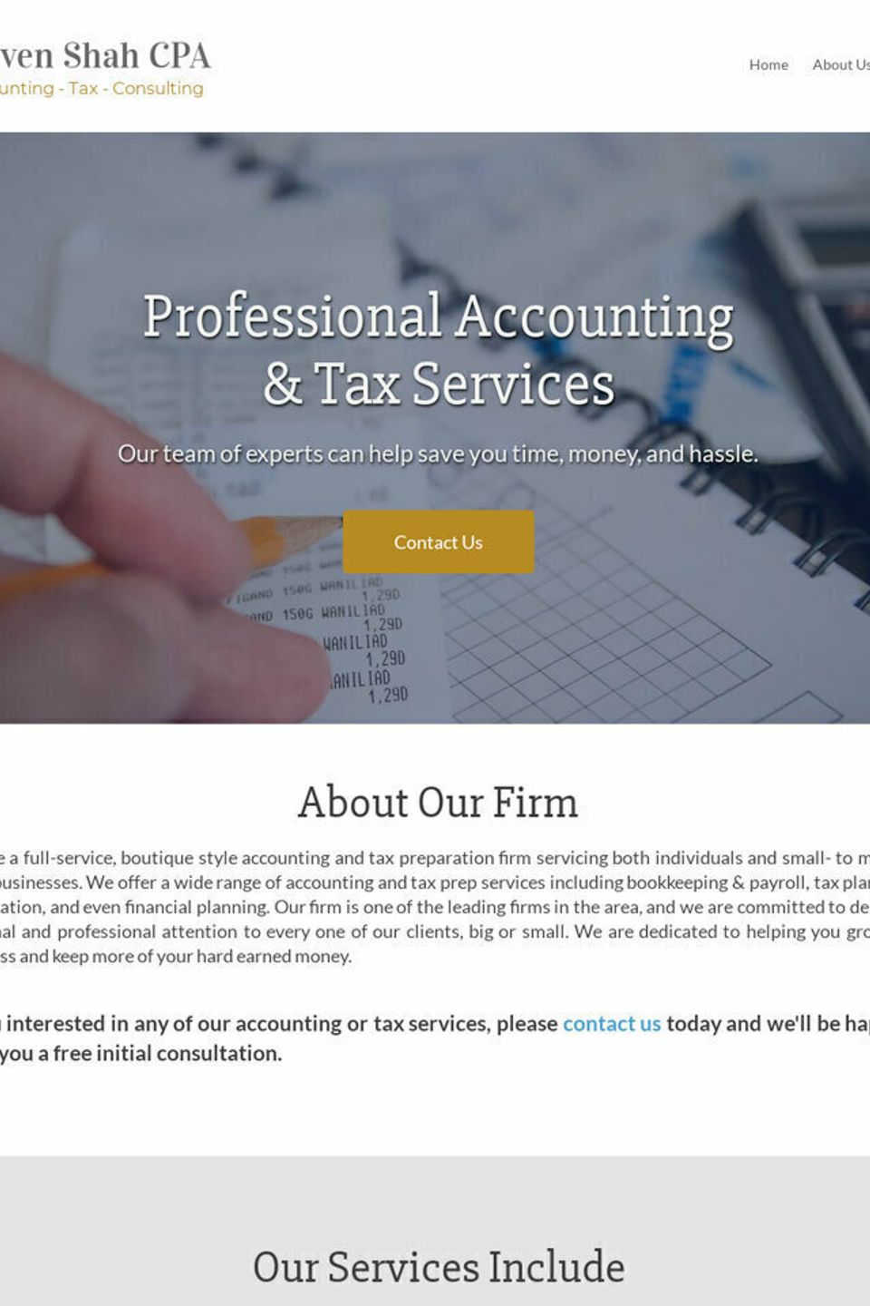 CPA Sample Website Homepage