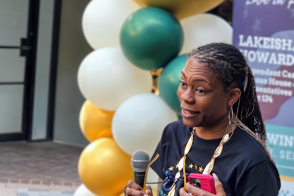 L.D. Howard makes remarks thanking supporters and laying out her vision for House District 124