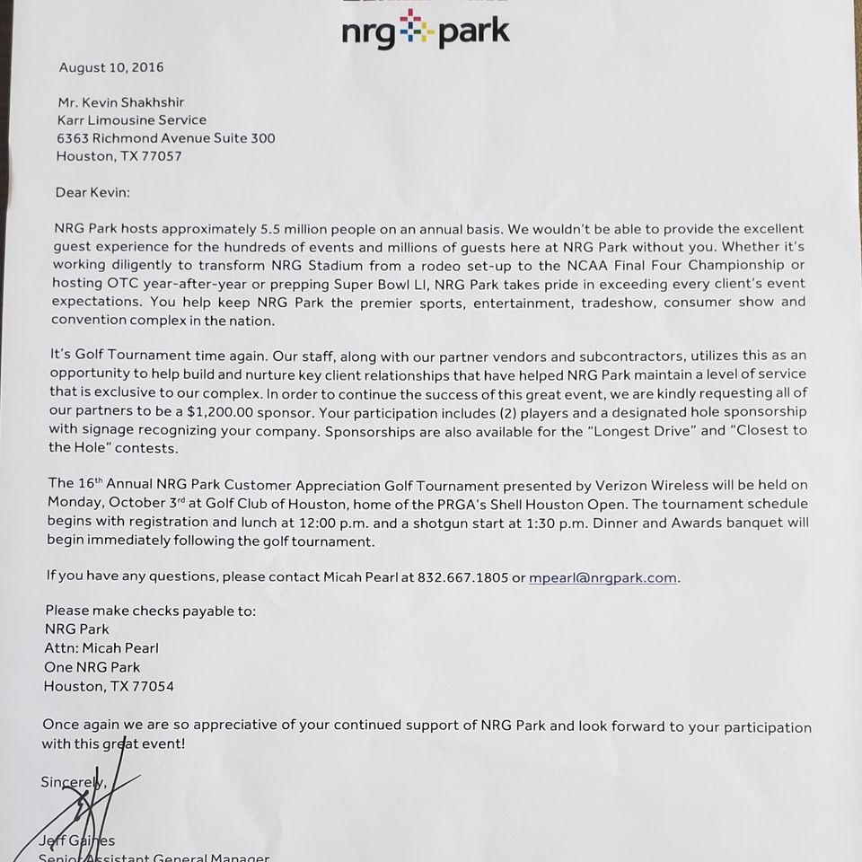 Nrg park letter