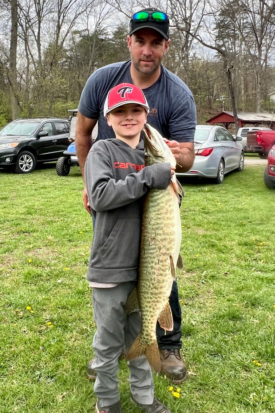 Eight-year-old, Jonah Witmer, of Columbia, PA caught a 39-inch musky at the Port Royal Lions Club Kids Trout Fishing Derby.