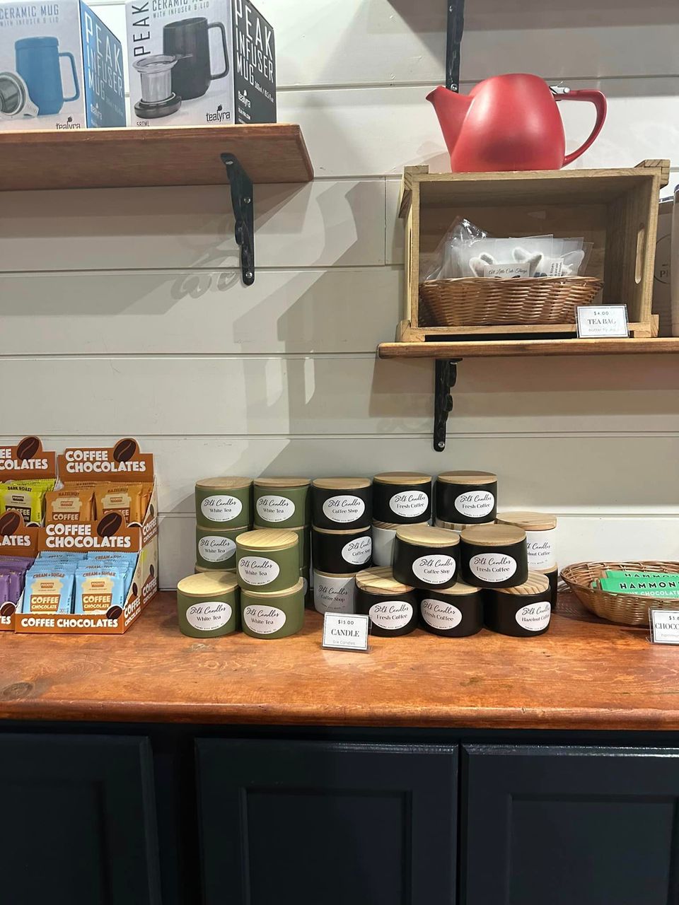Silk candles in gift shop