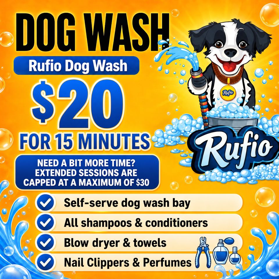 Rufio self service dog wash at downtown orangevale car wash in orangevale, california – dog washing station with shampoo, conditioner, towels and blow dryer