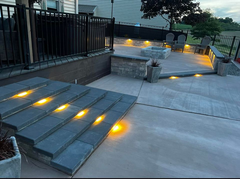 J's property maintenance lighted patio firepit