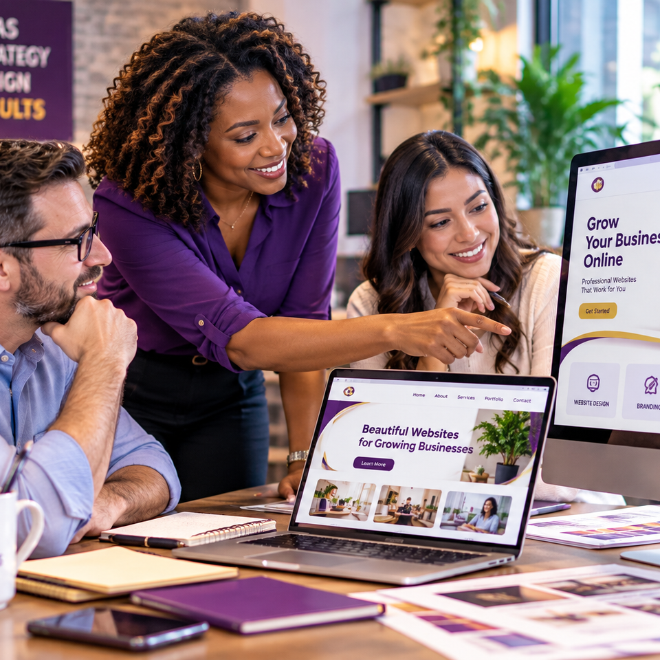 Creative team designing a website