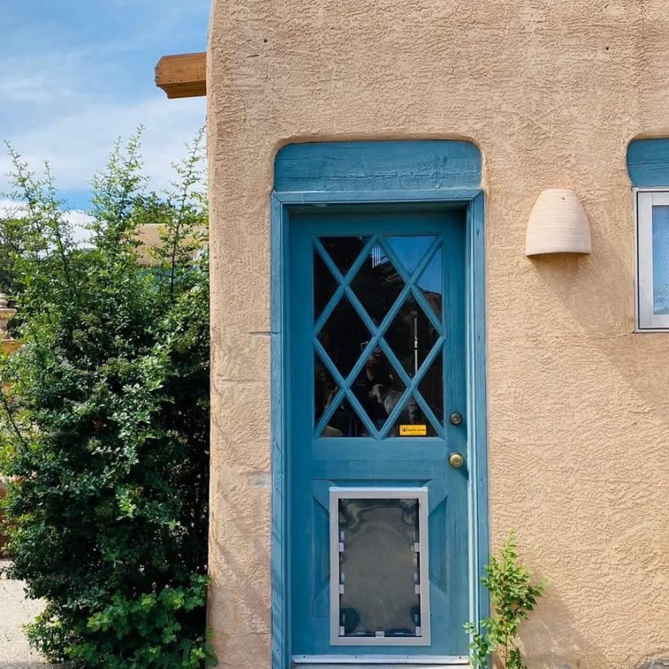 Blue wood door