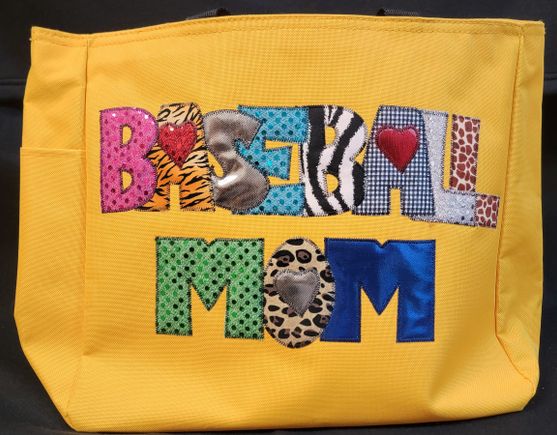 Embroidery appliques sports yellow tote bag