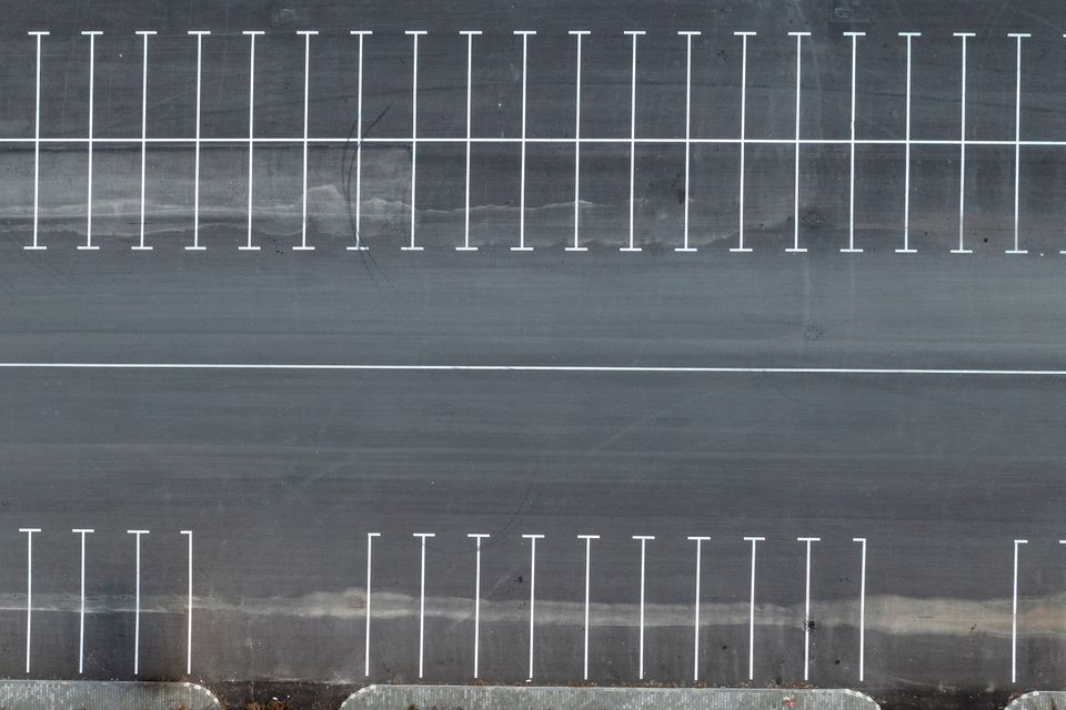 59384076 aerial top view of empty parking lots drone photography
