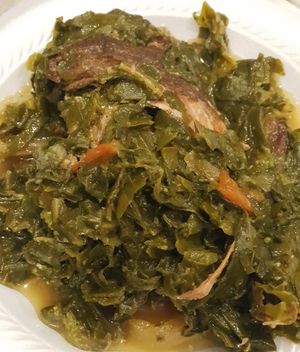 Big dog   homemade collard greens