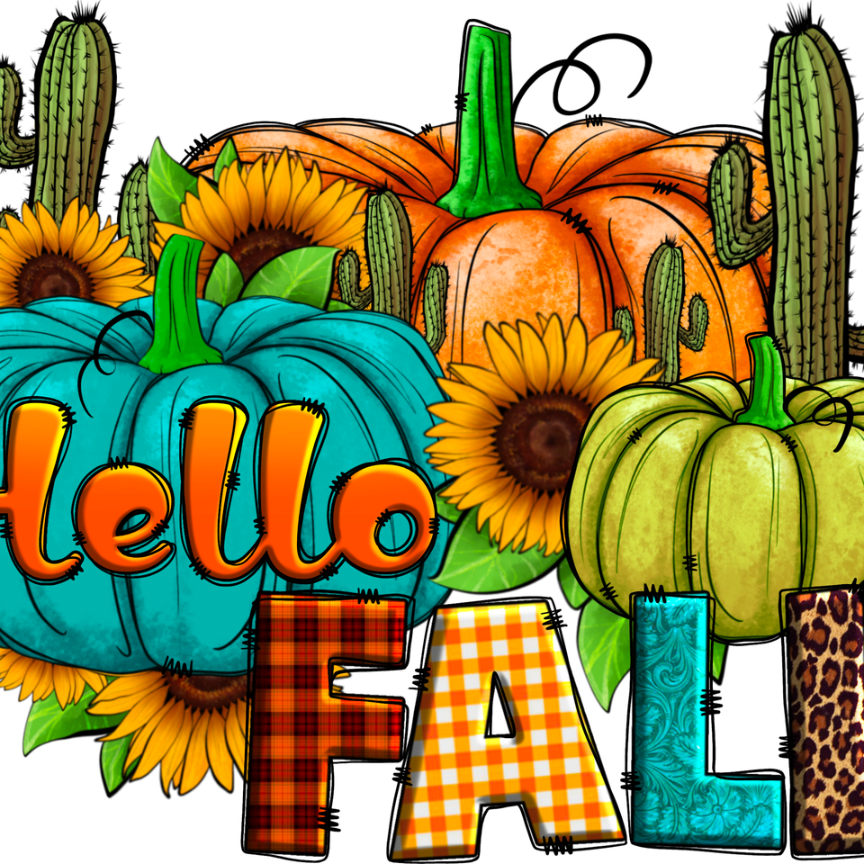 Seasons   fall hello fall pumpkins and cactus