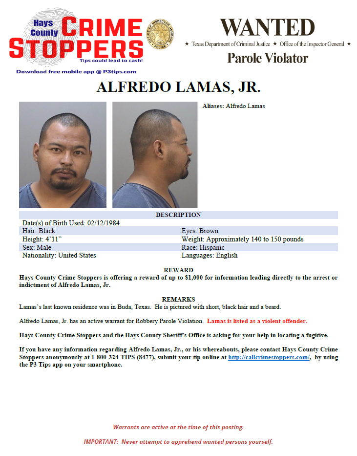 Lamas tdcj wanted poster