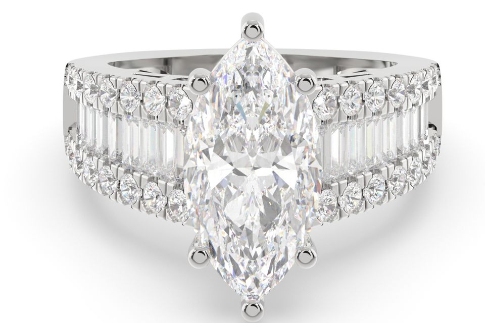 Marquise baguette lab ring