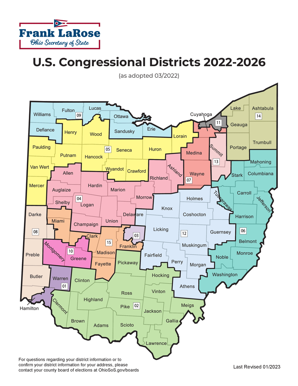 U.s. congressional districts for ohio