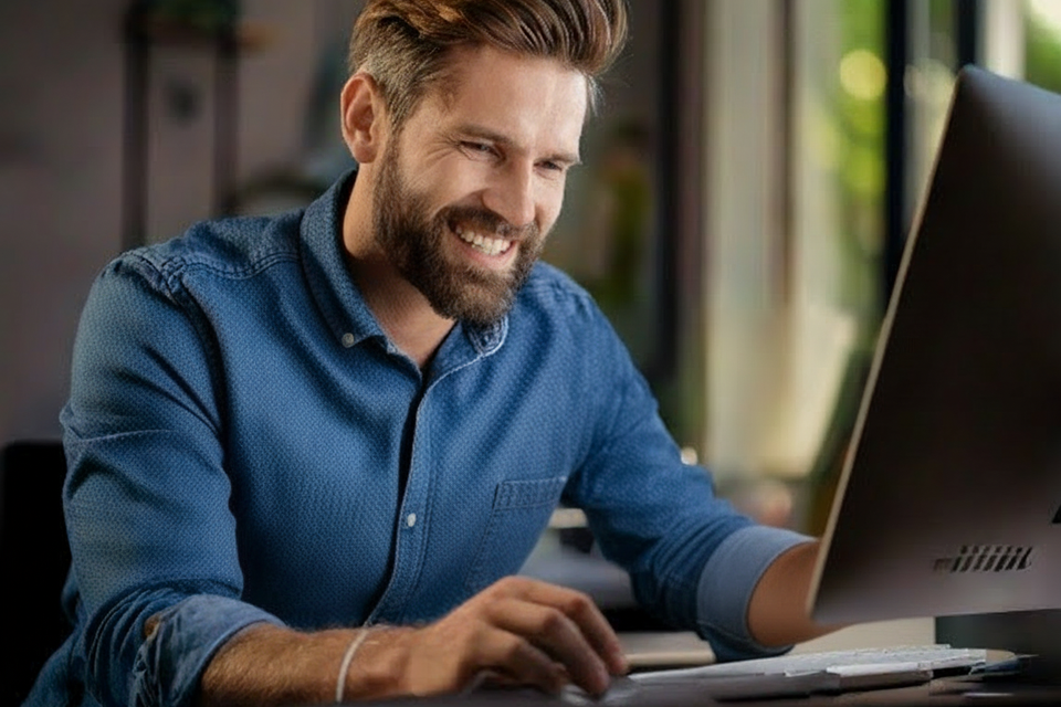 Service business owner reviewing a website optimization checklist to see if their local website is ranking, building trust, and generating leads.