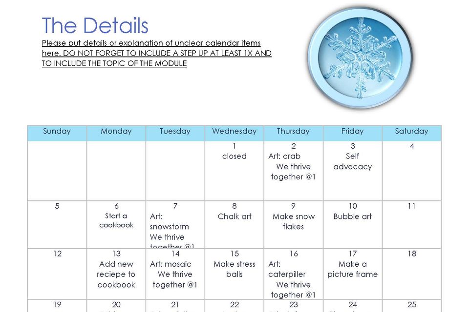 January craft 2025 calendar