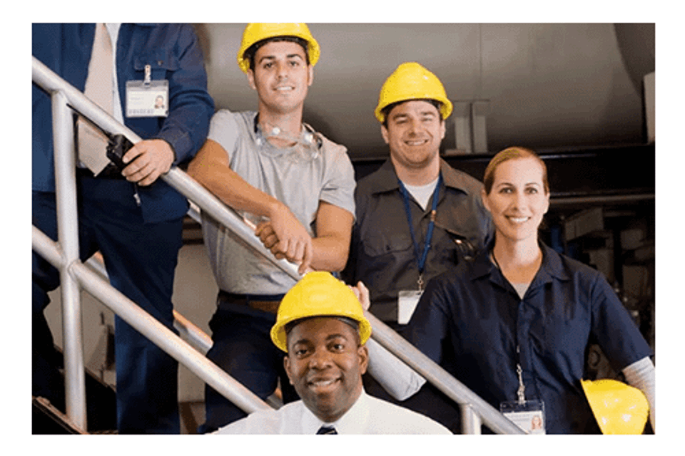 Workers in hard hats