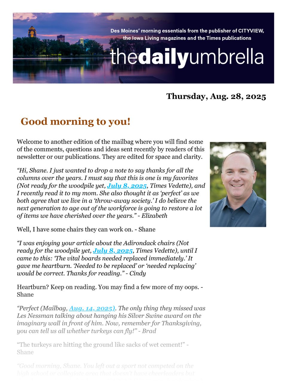 Aug. 28 daily umbrella  des moines diocese urges vigilance after minneapolis shooting  hooters to rebrand  how bad were the fish’s grades  1