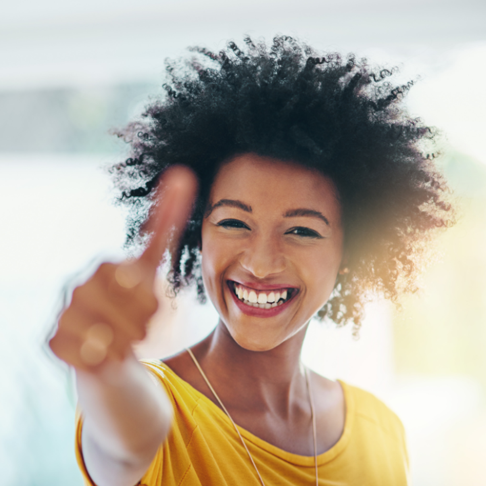 Thumbs up female design review