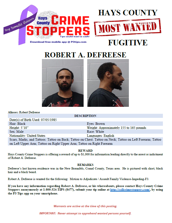 Defreese most wanted poster