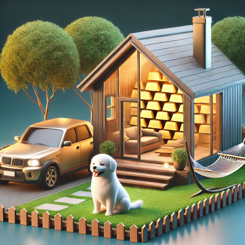 Tiny home with gold bars