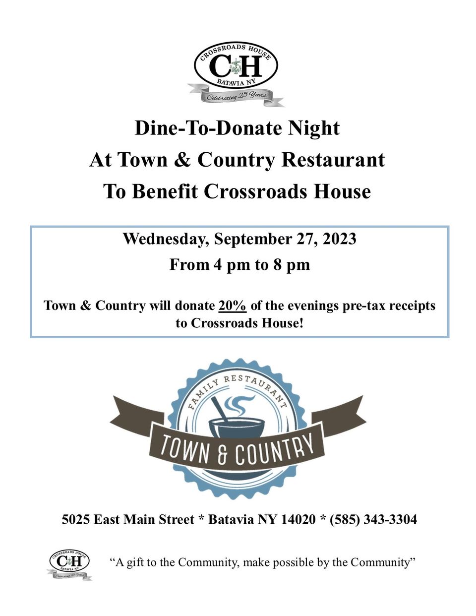 Town   country dine to donate