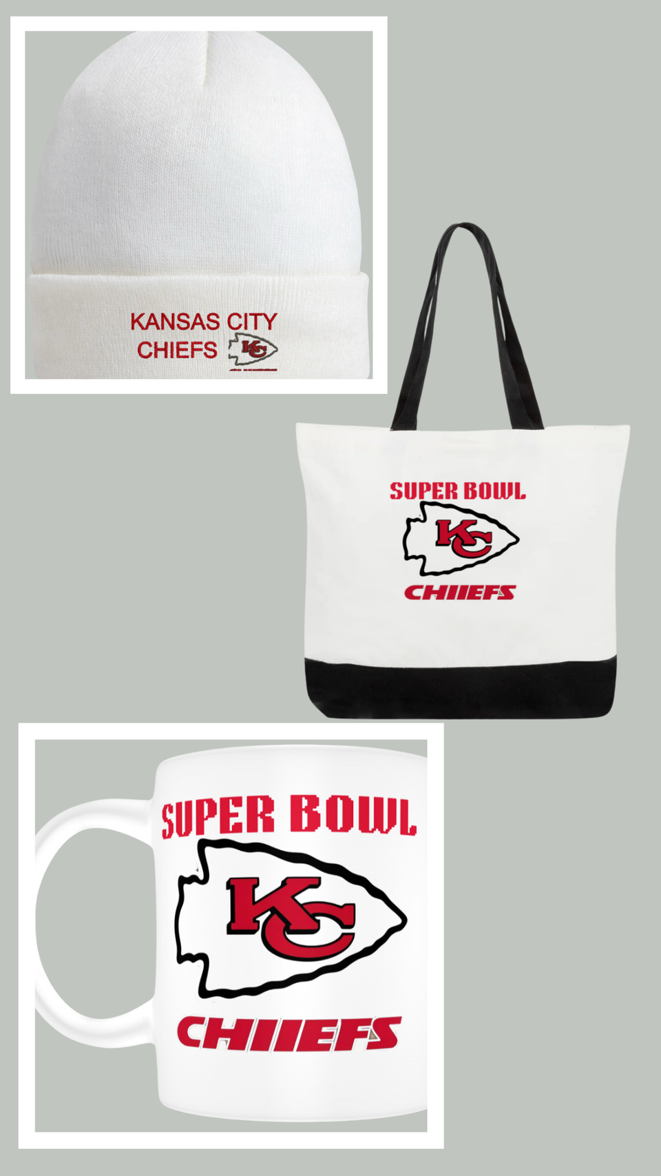 Chiefs tote bag  mug beanies  2 
