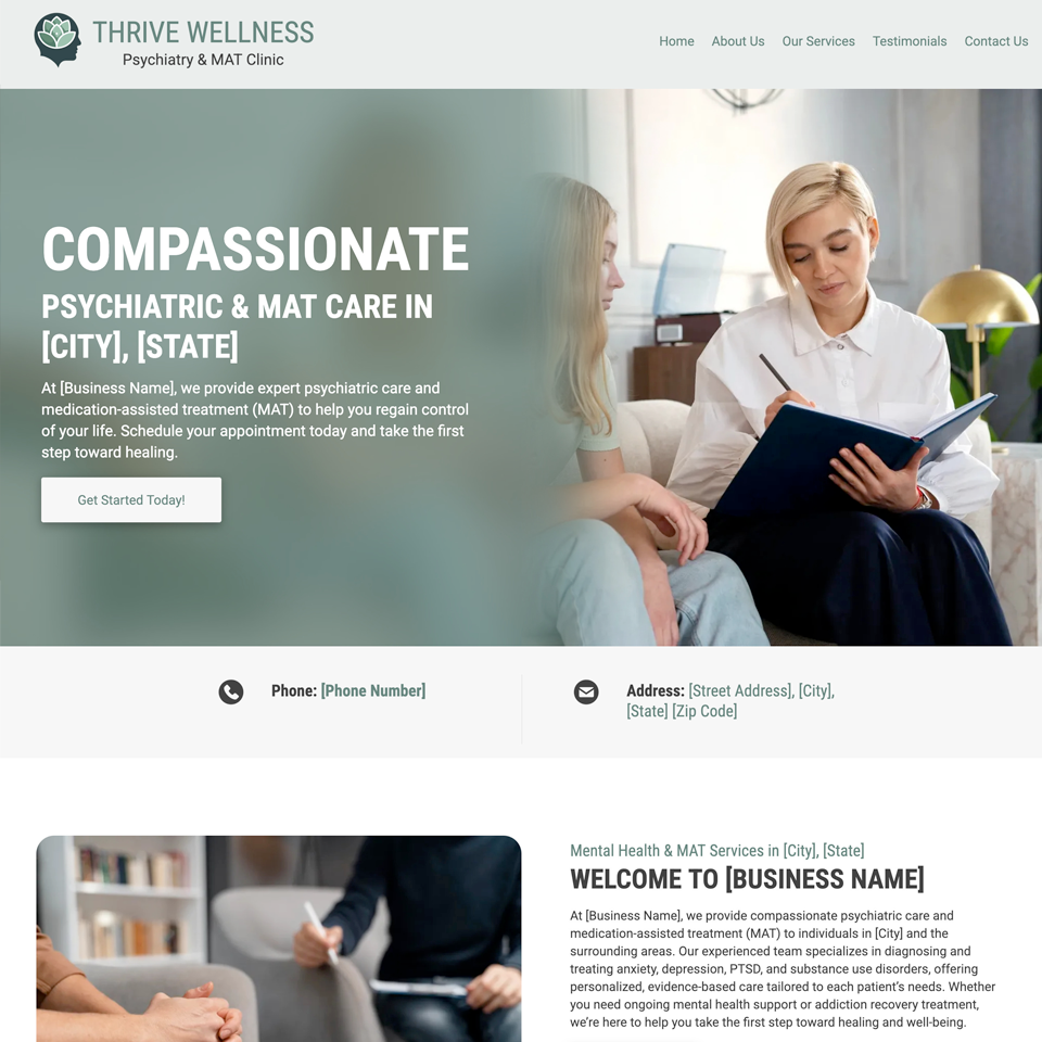 Psychiatric mat clinic website0design theme