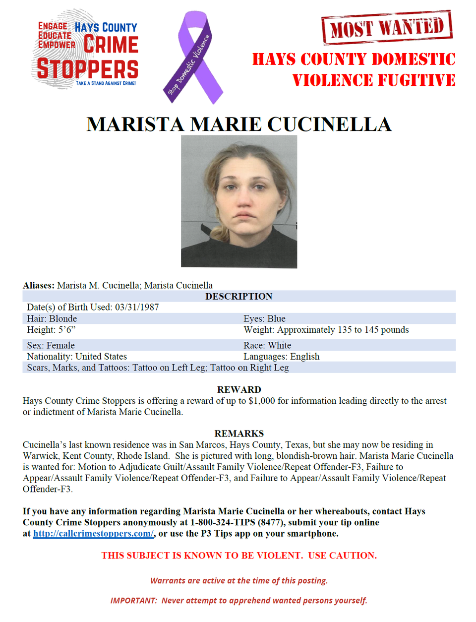 Cucinella most wanted poster