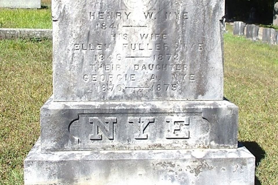 Nye family grave monument at evergreen cemetery in rutland, vermont