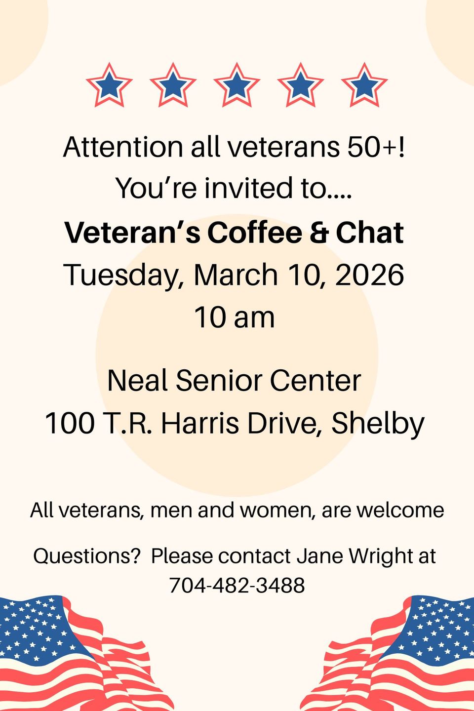 Poster veteran's coffee and chat  march 2026